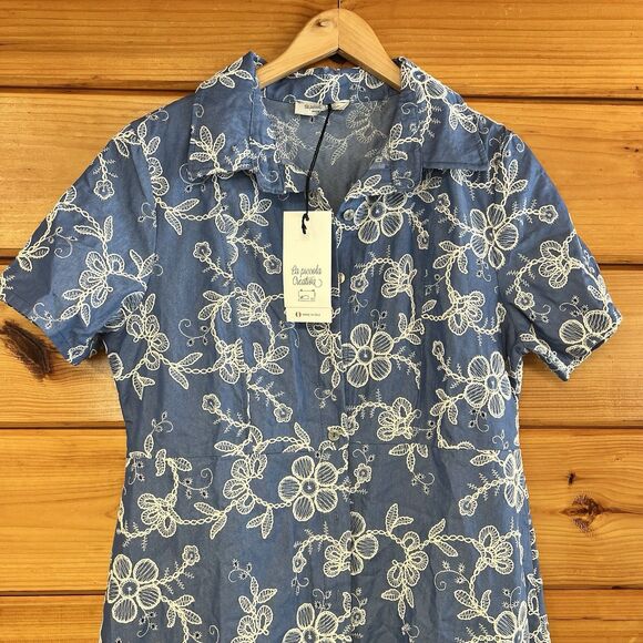 LA PICCOLA CREATIVA Made In Italy Short Sleeve Embroidered Maxi Dress SZ XL NWT - Picture 2 of 5